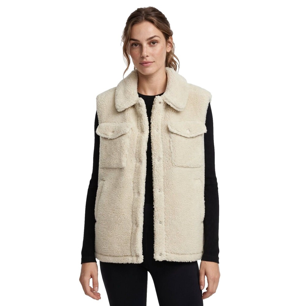 Calvin Klein Cream Teddy Sherpa Vest Size M Oversized Trucker Vest NWT